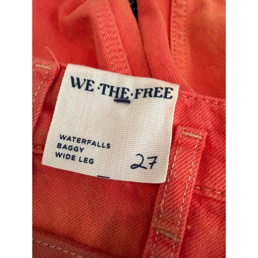 We The Free Waterfalls Baggy Wide-Leg Jeans in Orange Size 27 - Picture 4 of 13